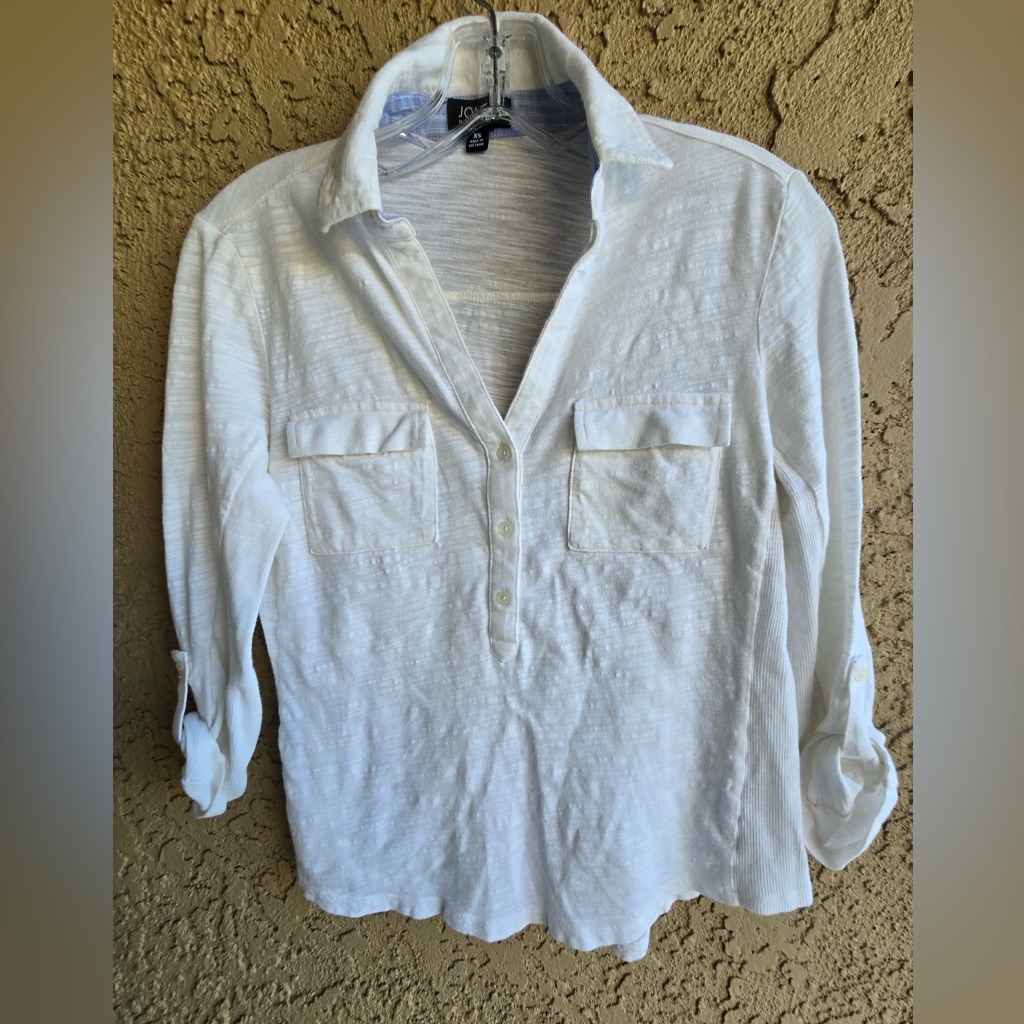 Jones New York | White 100% Cotton Button Front Blouse Xs |